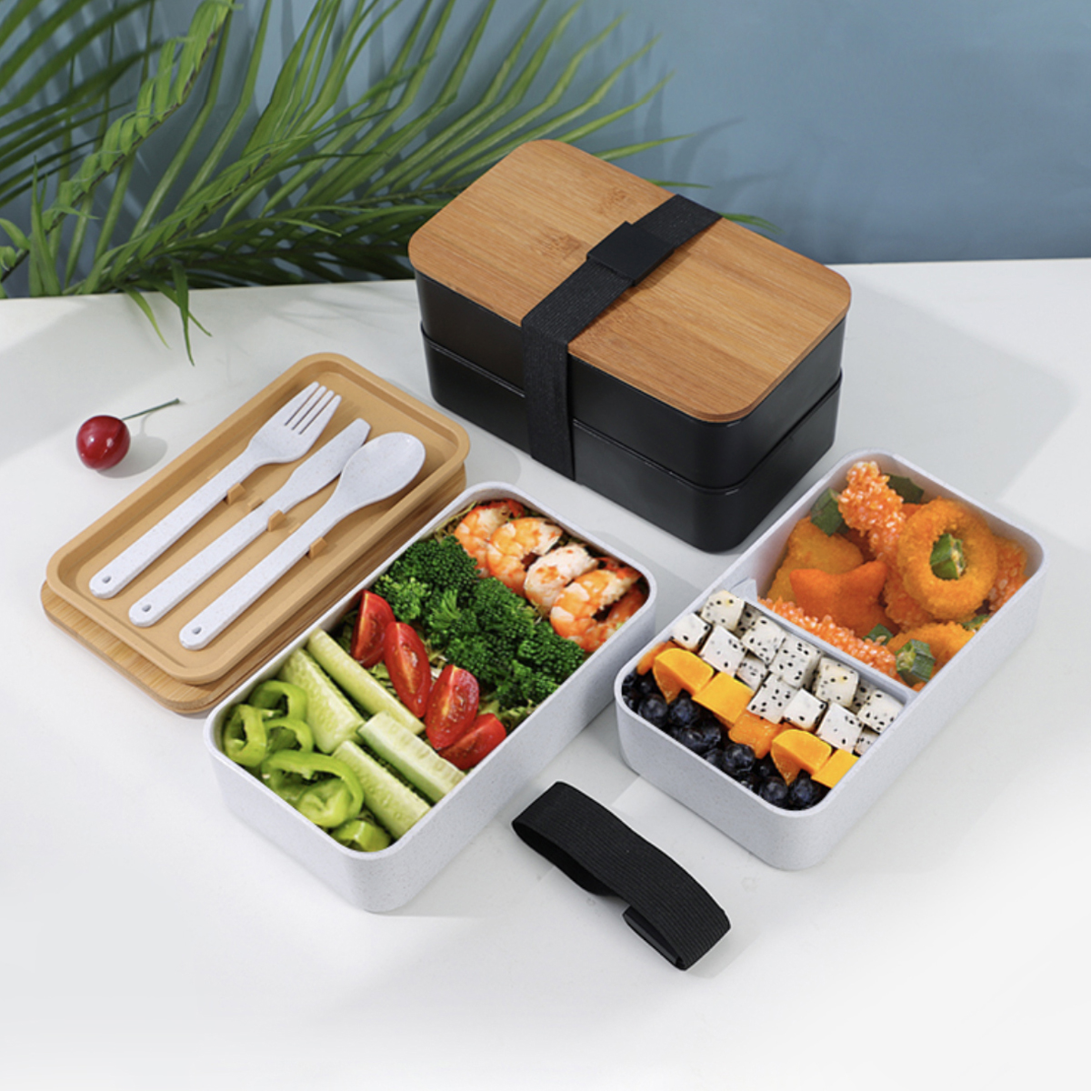 Stackable Bamboo Fiber Bento Box